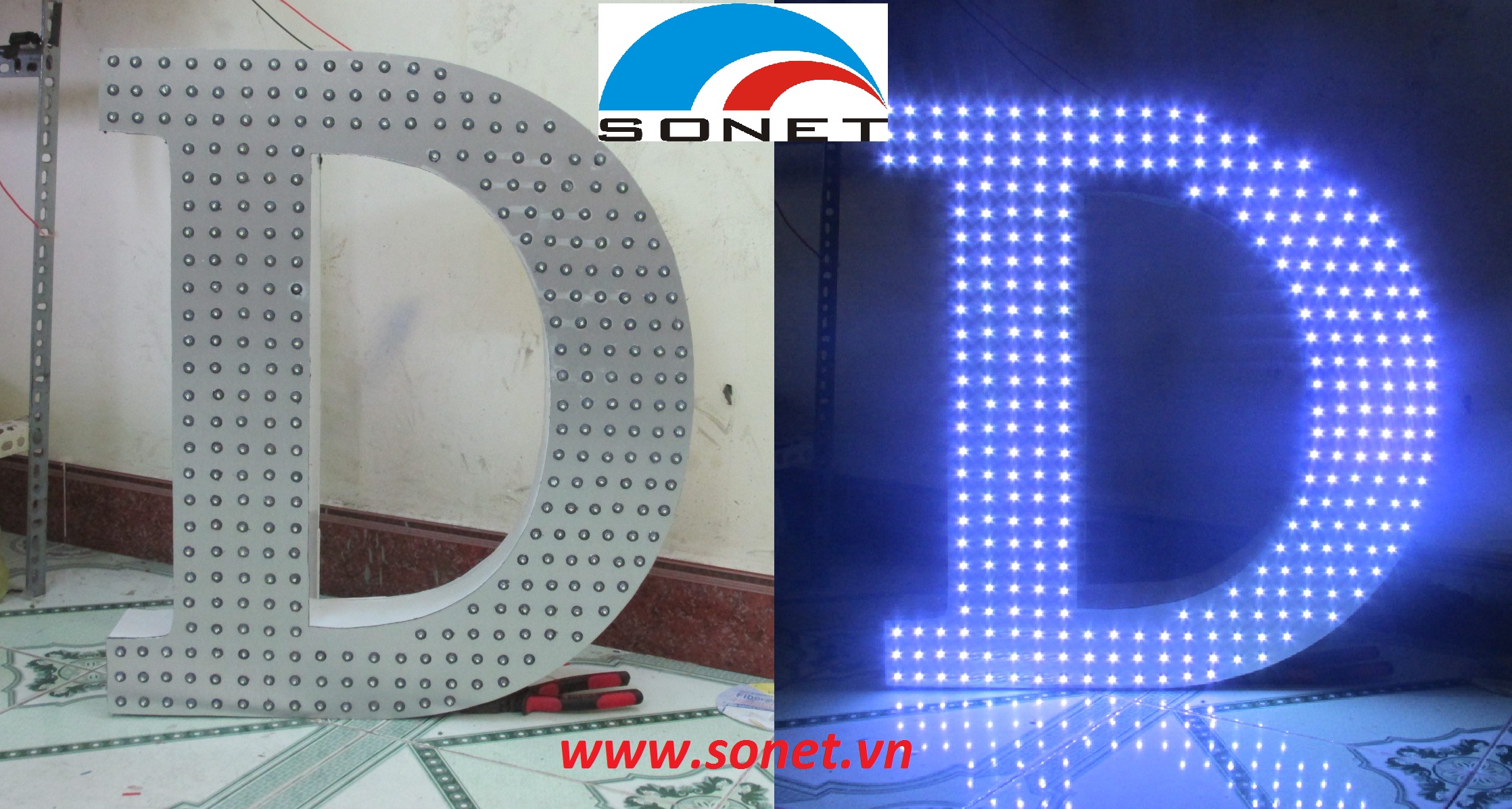 thi công bảng hiệu đèn led, bảng hiệu led, bảng quảng cáo tại đà nẵng - www.sonet.vn